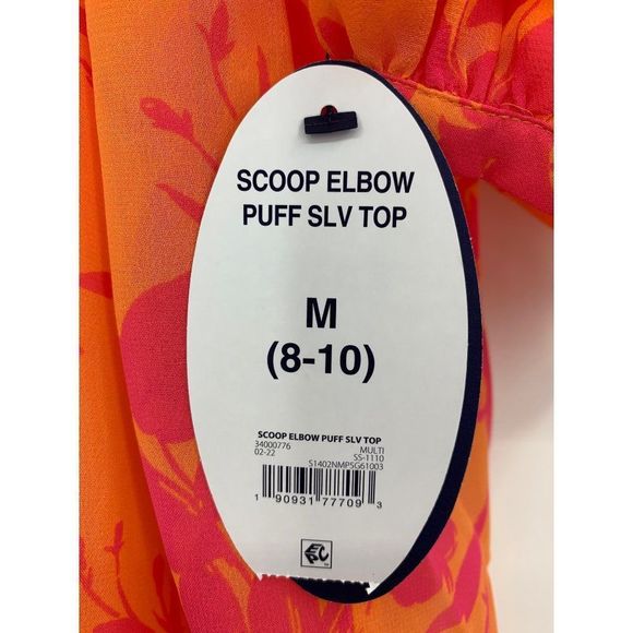 Scoop NYC chiffon top size M 1743 short sleeve Tie neck Lined NWT - Picture 3 of 10